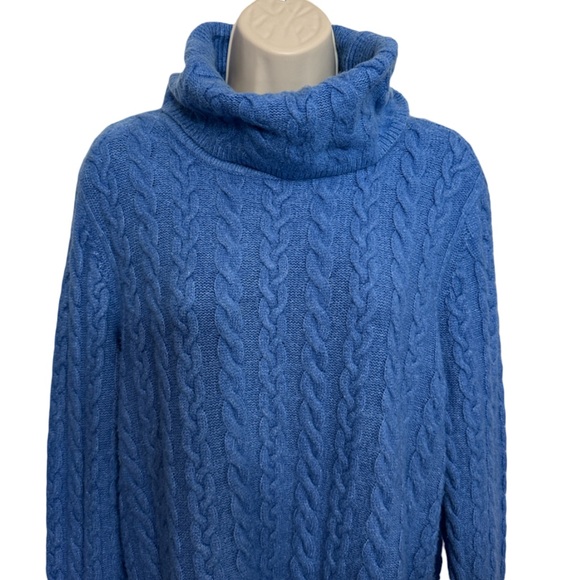 Talbots Blue Cableknit Turtleneck Sweater - Picture 3 of 4